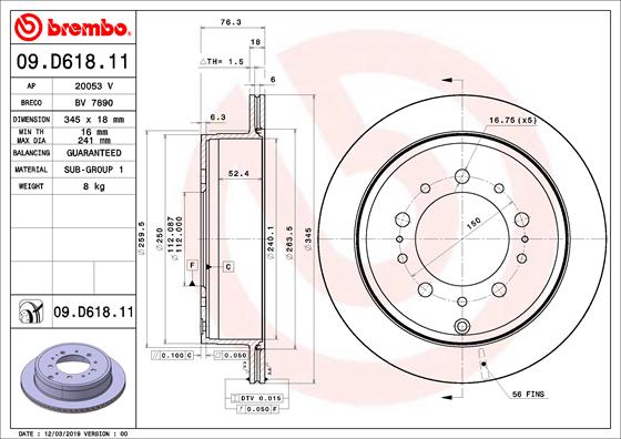 Тормозной диск A.B.S. арт. 09.D618.11