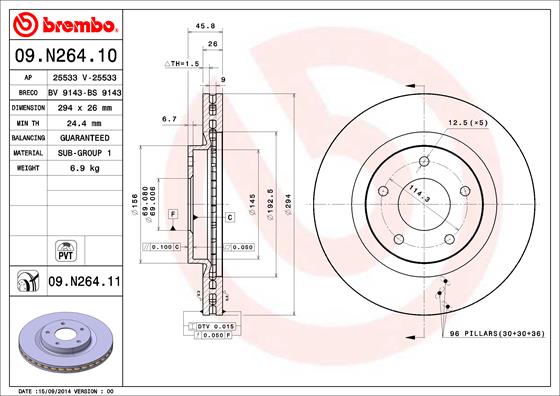 Тормозной диск MITSUBISHI арт. 09.N264.11