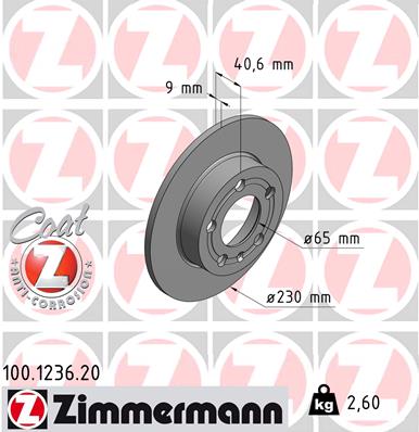 Тормозной диск задний BREMBO арт. 100.1236.20