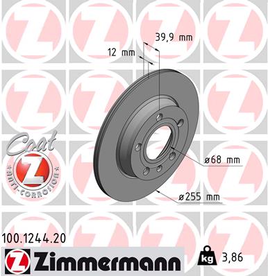 Тормозной диск ZIMMERMANN арт. 100124420