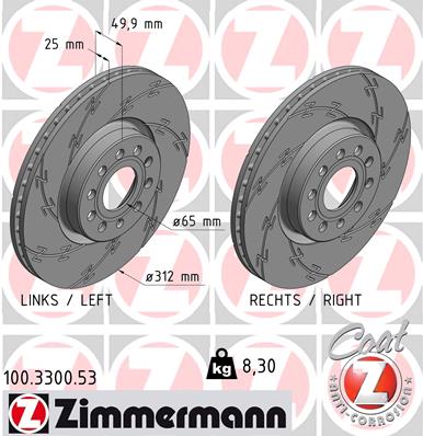 Тормозной диск ZIMMERMANN арт. 100330053