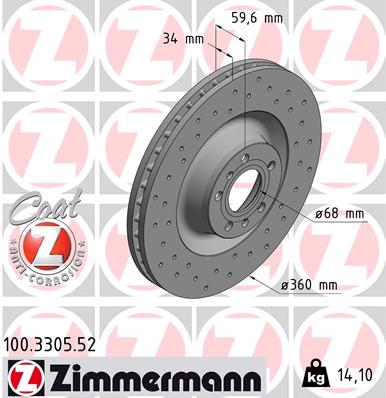 Тормозной диск ZIMMERMANN арт. 100330552