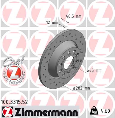 Тормозной диск ZIMMERMANN арт. 100331552