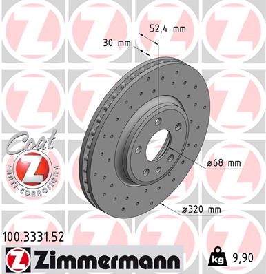 Тормозной диск ZIMMERMANN арт. 100333152