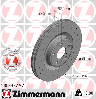 Тормозной диск ZIMMERMANN арт. 100333252