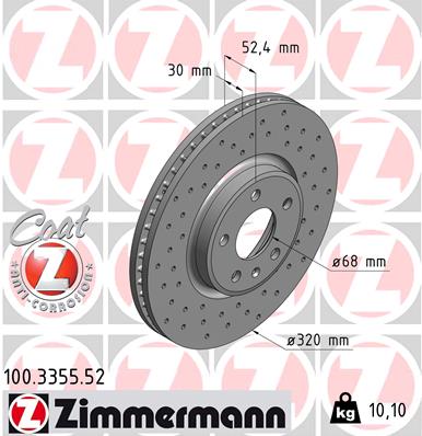 Тормозной диск ZIMMERMANN арт. 100335552