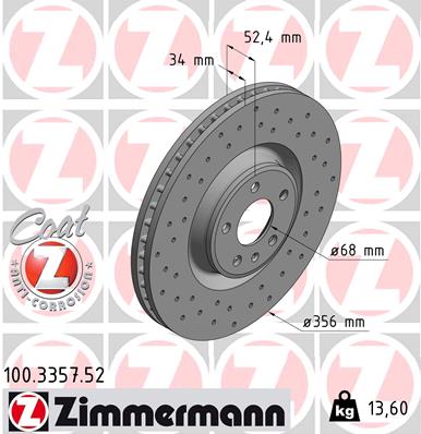 Тормозной диск ZIMMERMANN арт. 100335752