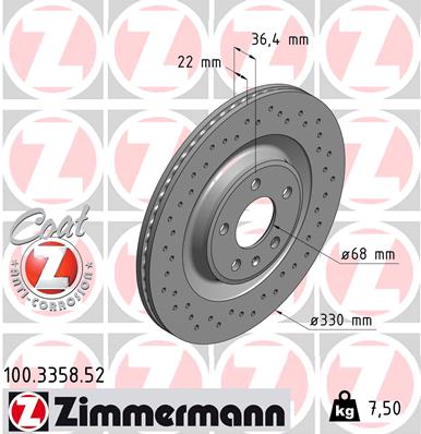 Тормозной диск ZIMMERMANN арт. 100.3358.52