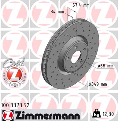 Тормозной диск ZIMMERMANN арт. 100.3373.52