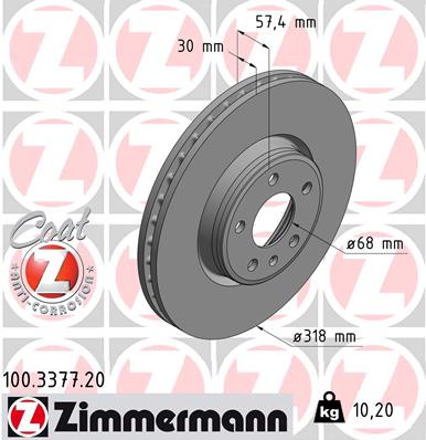 Тормозной диск ZIMMERMANN арт. 100337720