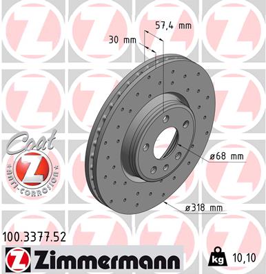 Тормозной диск ZIMMERMANN арт. 100337752