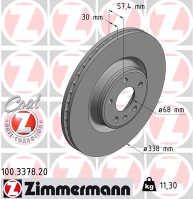 Тормозной диск ZIMMERMANN арт. 100.3378.20