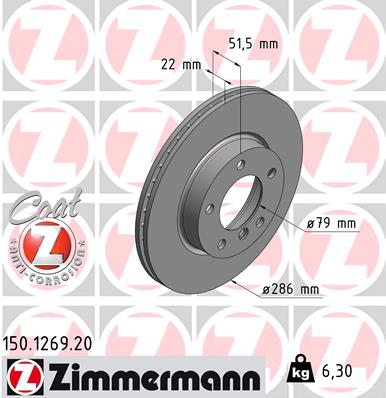 Тормозной диск ZIMMERMANN арт. 150.1269.20