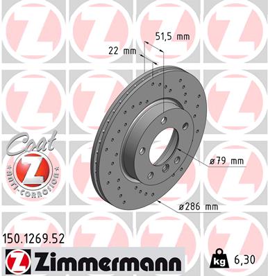 Тормозной диск ZIMMERMANN арт. 150126952