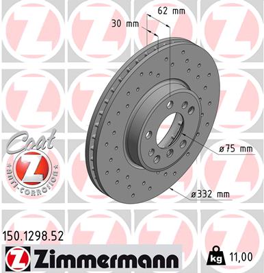 Тормозной диск ZIMMERMANN арт. 150129852