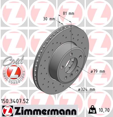 Тормозной диск ZIMMERMANN арт. 150.3407.52