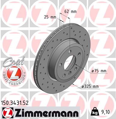 Тормозной диск ZIMMERMANN арт. 150.3431.52