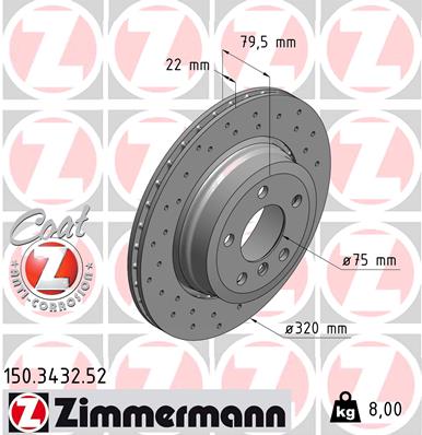 Тормозной диск ZIMMERMANN арт. 150.3432.52