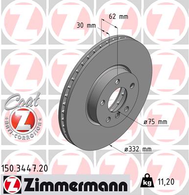 Тормозной диск ZIMMERMANN арт. 150344720