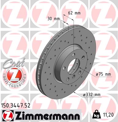 Тормозной диск ZIMMERMANN арт. 150344752