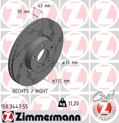 Тормозной диск ZIMMERMANN арт. 150344755