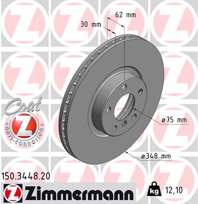 Тормозной диск ZIMMERMANN арт. 150344820