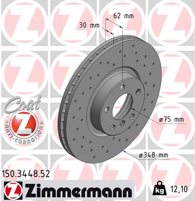 Тормозной диск ZIMMERMANN арт. 150344852