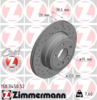 Тормозной диск ZIMMERMANN арт. 150345052