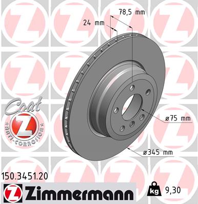 Тормозной диск ZIMMERMANN арт. 150.3451.20