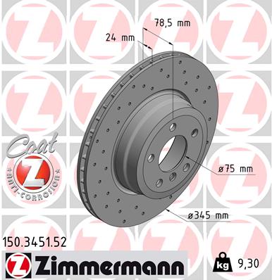 Тормозной диск ZIMMERMANN арт. 150345152
