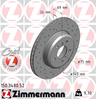Тормозной диск ZIMMERMANN арт. 150.3480.52