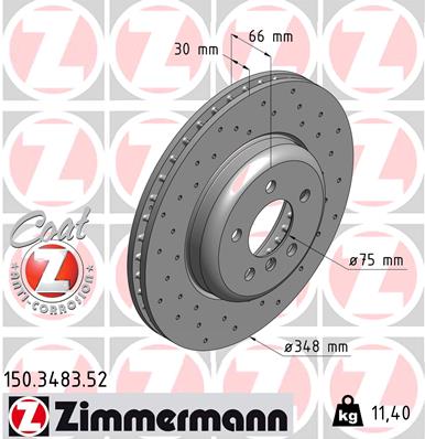 Тормозной диск ZIMMERMANN арт. 150348352