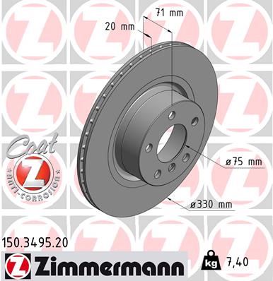 Тормозной диск ZIMMERMANN арт. 150.3495.20