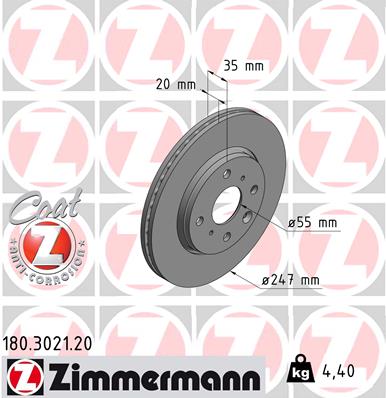 Тормозной диск KAVO PARTS арт. 180.3021.20