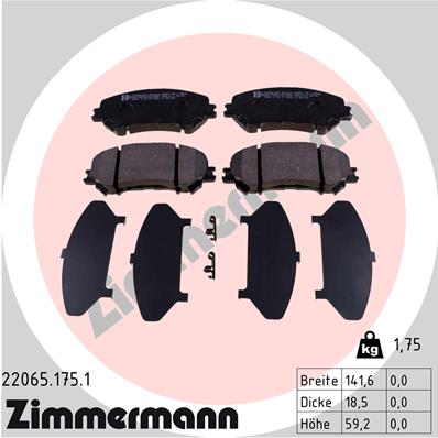 Колодки тормозные (передние) Nissan Qashqai II/X-Trail/ Renault Kadjar 13- (141.9x59.8x18) (Akebono) NISSAN арт. 22065.175.1