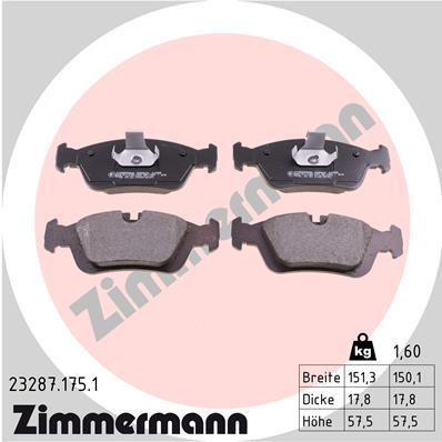 Тормозные колодки передние дисковые ZIMMERMANN арт. 23287.175.1