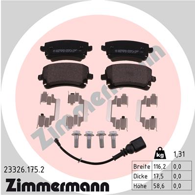 Тормозные колодки дисковые ZIMMERMANN арт. 233261752