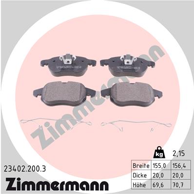 Тормозные колодки дисковые ZIMMERMANN арт. 23402.200.3
