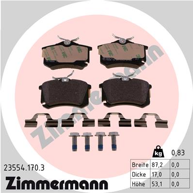 Тормозные колодки задние дисковые ZIMMERMANN арт. 235541703