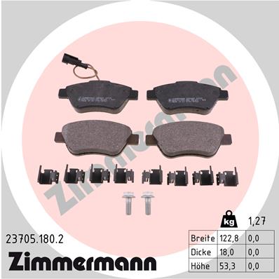 Тормозные колодки передние дисковые ZIMMERMANN арт. 23705.180.2