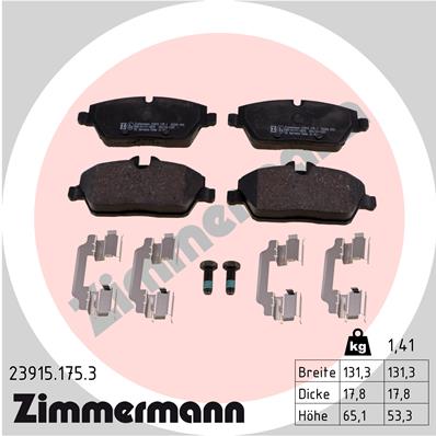 Тормозные колодки передние дисковые ZIMMERMANN арт. 23915.175.3