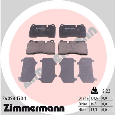 Тормозные колодки дисковые ZIMMERMANN арт. 240981701