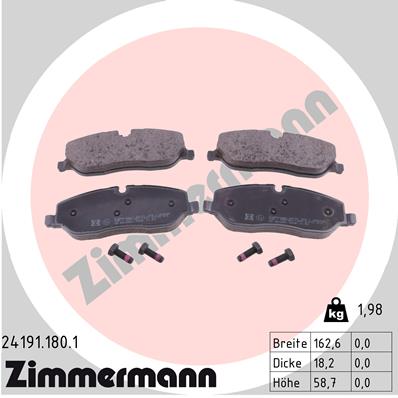 Тормозные колодки дисковые BREMBO арт. 24191.180.1