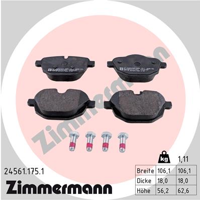 Тормозные колодки задние дисковые ZIMMERMANN арт. 24561.175.1
