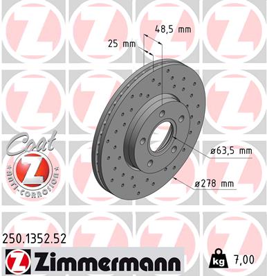 Тормозной диск ZIMMERMANN арт. 250.1352.52