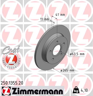Тормозной диск задний ZIMMERMANN ZI 250.1355.20