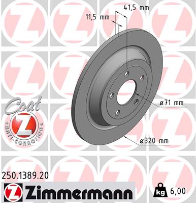 Тормозной диск ZIMMERMANN арт. 250138920