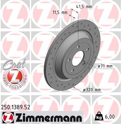 Тормозной диск ZIMMERMANN арт. 250.1389.52