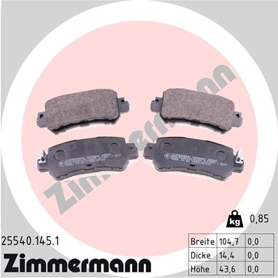 Тормозные колодки дисковые ZIMMERMANN арт. 255401451