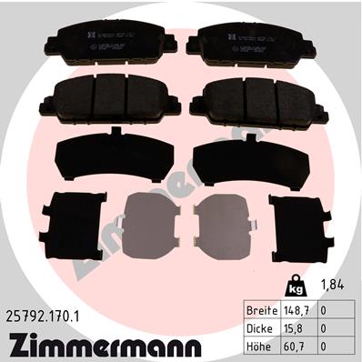 Тормозные колодки дисковые BLUE PRINT арт. 25792.170.1